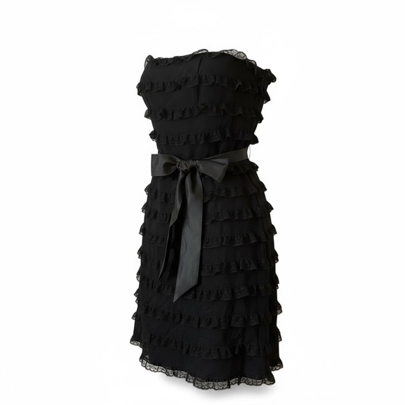 Betsey Johnson Vintage Black Tiered Lace Mini Dress Sz 2‎ Party Holiday Y2K
